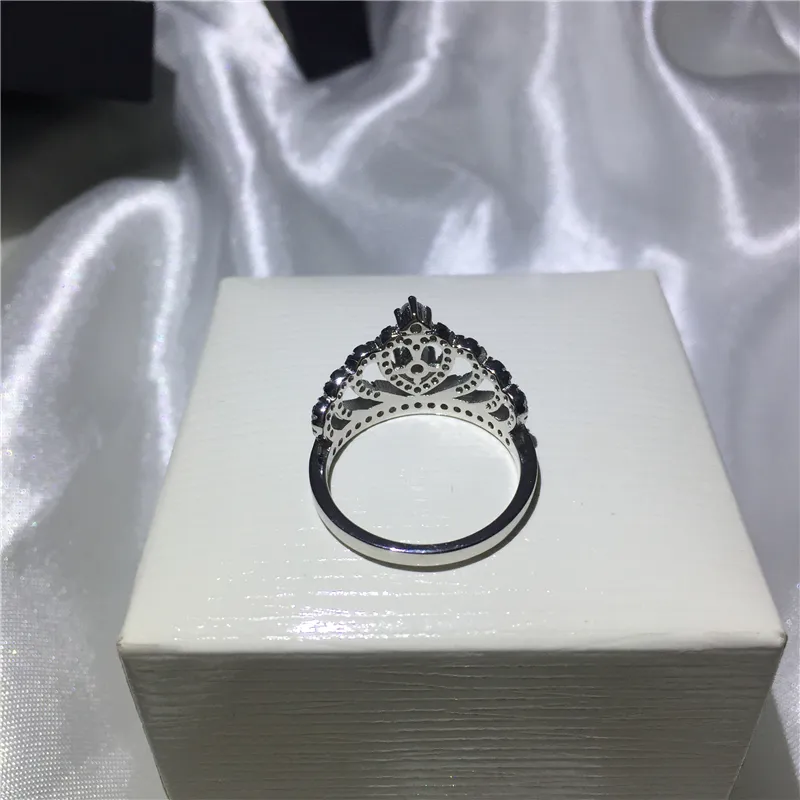 Ręcznie robiony mody Lady Crown Ring 925 Sterling Silver 5A Cyrron CZ Pierścienie zaręczynowe 5794728