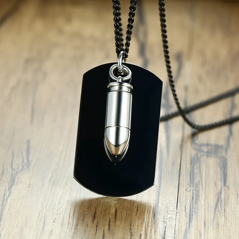 Collier étiquette de chien vierge pour homme en acier inoxydable avec pendentif balle sur chaîne - argent, or, noir