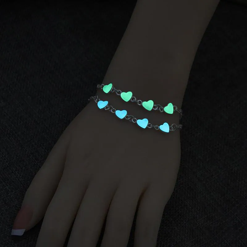 Halloween Party Blau Grün Leuchtendes Herz Armband Glow In The Dark Fairy Fluorit Magisches Armband Armreif Schmuck