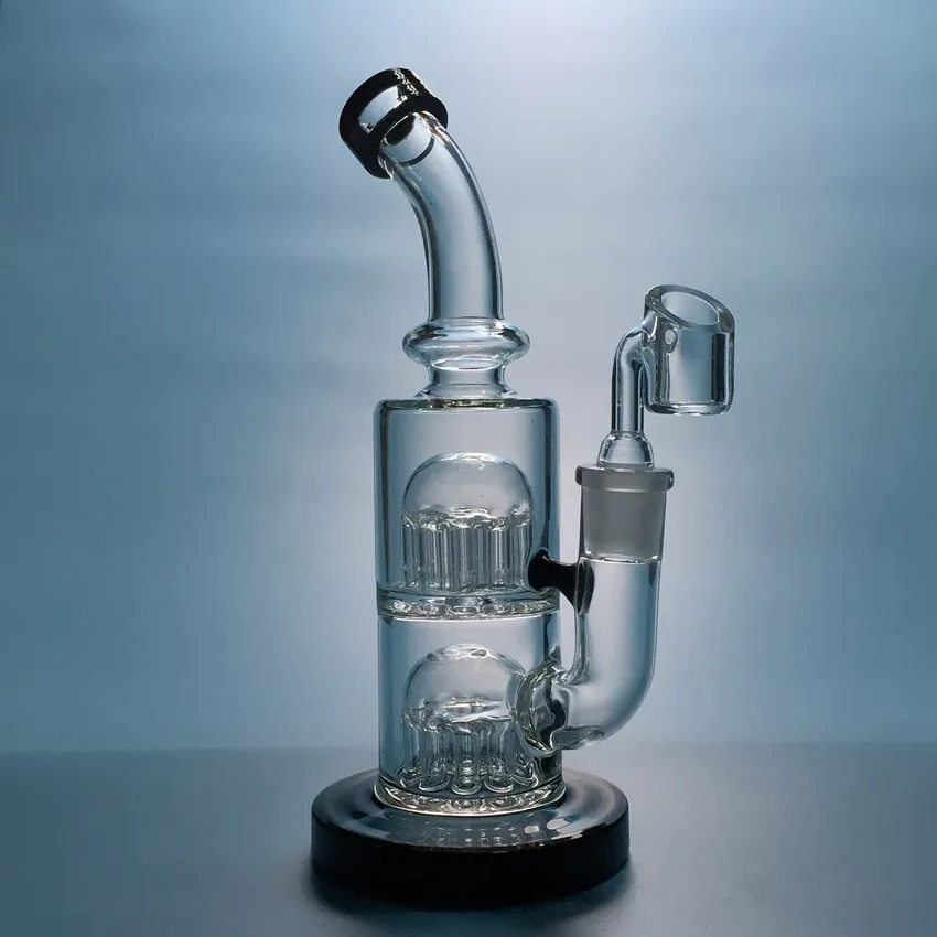 12 Arms Tree Perc Glas Bongs Hookahs Double Tree Percolator Vattenrör Bong Tjock bas DAB Oljeplattor YQ01