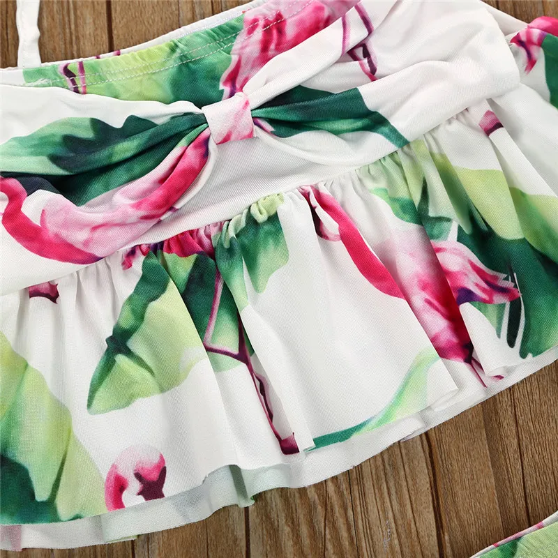 Marka Yeni Yenidoğan Yürüyor bebek Çocuk Çocuk Bebek Kız Flamingo Mayo Mayo Bikini 2 Adet Set Mayo Kostüm 1-6 T