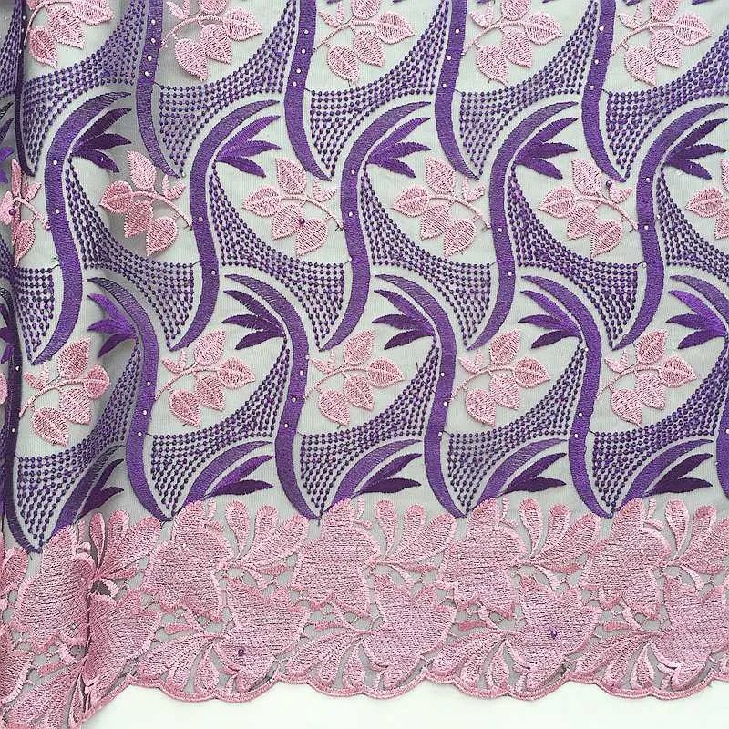 Tissu africain en dentelle française perlée, pêche, Magenta, lilas, Nigeria, dentelle suisse, cordon matériel pour fête nigériane