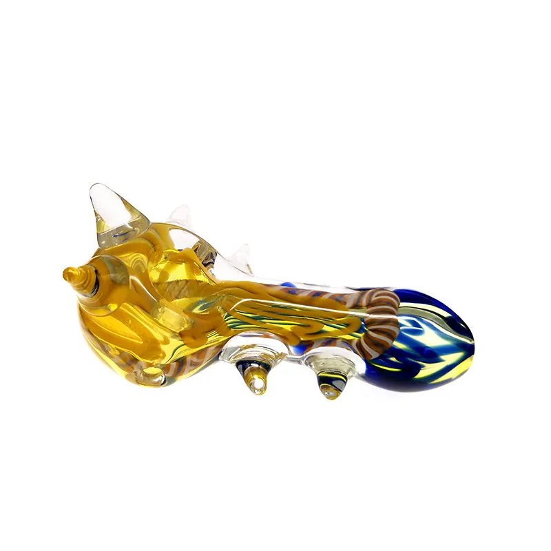 Conch Spoon Pipe Fumed Hand Pipe Tube Smoking Pipes 4.3 Inch Glass Tobacco Tube Mix Color