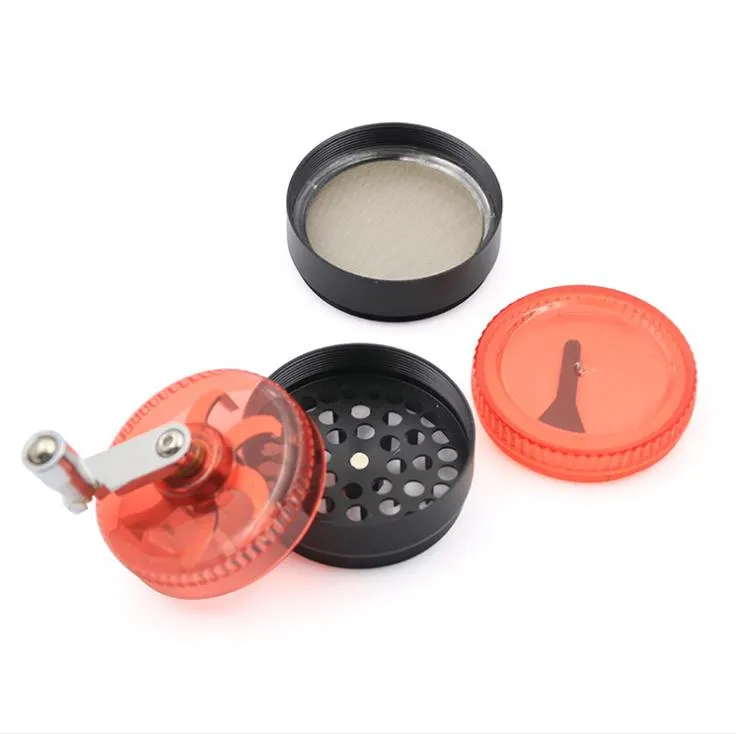 Smoking Pipes New transparent plastic cover hand-operated cigarette lighter 55MM 4 layer multicolor grinder smoking set