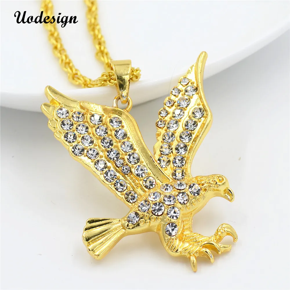 Uodesign Marke Adler Halskette Statement Schmuck Verkauf Gold Farbe Hawk Tier Charm Anhänger Kette für Männer