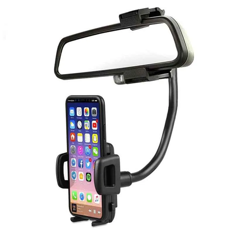 Universal 360 ° Bil Bakövare Spegelmontering Stativhållare Vagga för mobiltelefon GPS-mobilmonteringshållare