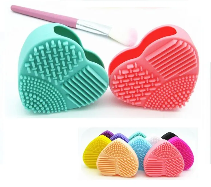 8 kolory moda szczotka do czyszczenia jaja kształt serca makijaż mycia szczotka pad silikonowy rękawiczka scrubber fundament kosmetyczny proszek czyste narzędzia