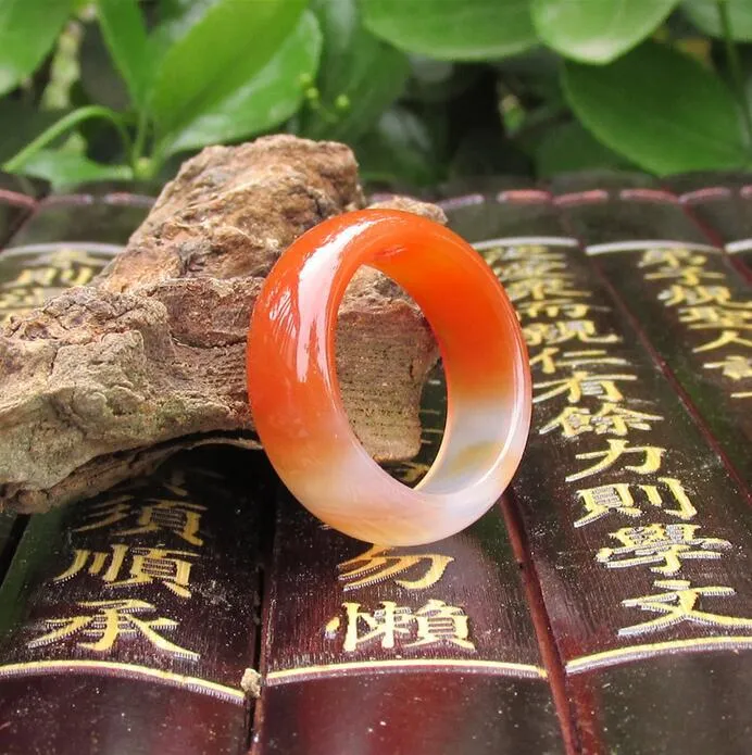 natural red agate jade finger ring fine male and female models of Chinese jade ring genuine promotion of wind