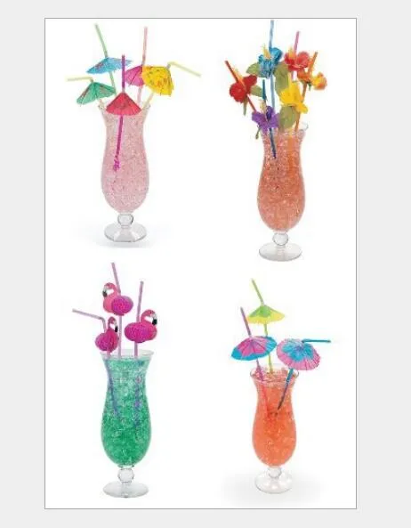 pailles à boire tropicales Luau mariage hawaïen parapluie flamant rose fleur fruits paille pour été plage fête pipette