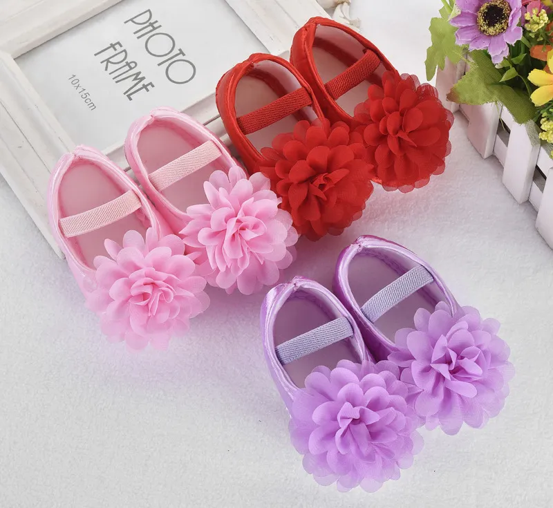 Fashion wonderful toddler kids baby girl chiffon flower elastic band newborn walking shoes baby first walkers