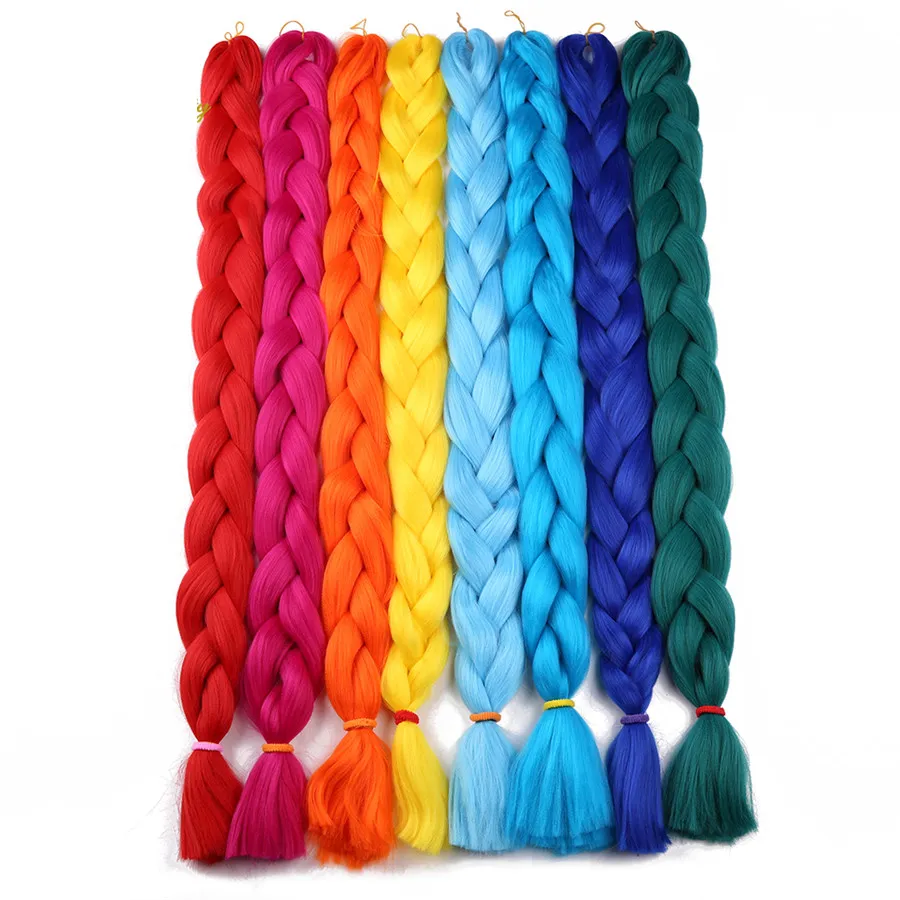 Braiding Hair one piece 82 inch Synthetic Kanekalon Fiber braid 165g/piece pure color crochet Jumbo Braid Hairs Extensions