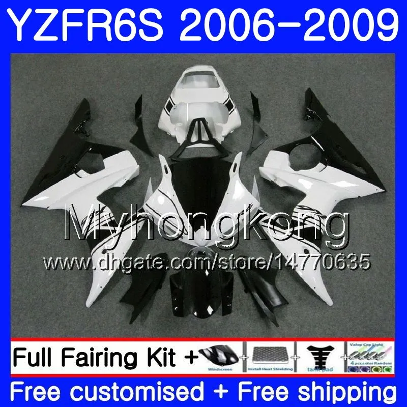 Кузова для YAMAHA YZF600 YZF R6 S YZF R6S 2006 2007 2008 2009 231HM.31 YZF-R6S YZF-600 YZF R 6S R6S белый черный горячий 06 07 08 09 обтекатель комплект