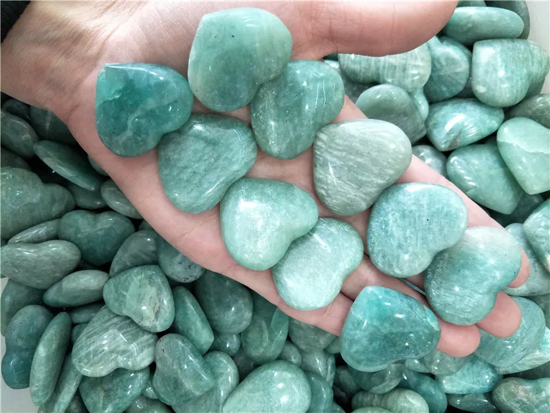 10 szt. Zielony Amazonite Kamienne serce kryształowe biżuteria serce tworzy Amazonite Heart Wedding Return Direve Home Dec Crystal Healing273v