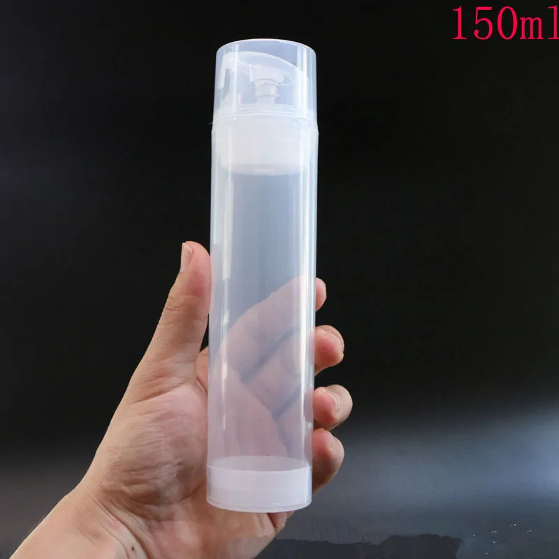 Makeup Tools Transparent Essence Pump Bottle Plastic Airless Flaskor för Lotion Shampoo Bath Kosmetisk behållare F096