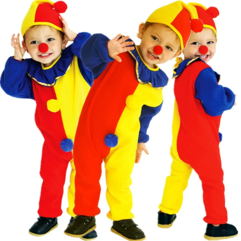 Clown Costume for Kids Boys Girls Halloween Christmas Carnival Fancy Dress for Children Masquerade Cosplay Clothes