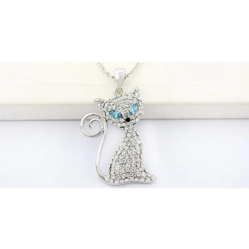 Katvormige hanger ketting kristal van rovski mode schattig voor verjaardag jubileum engagement cadeau2918534