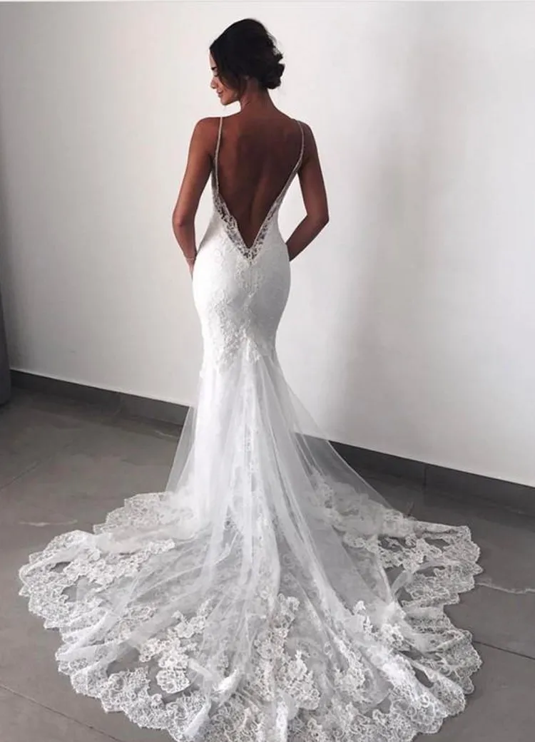 Mermaid wedding dress low clearance back