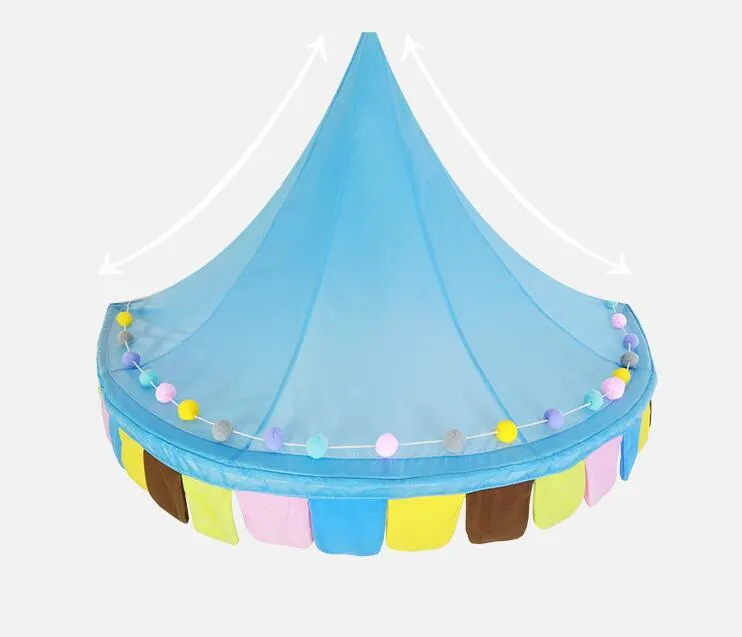 H￤ngande s￤ng Canopy Kid Infant Boys Girls Princess Canopy Bed Valance Spela T￤lt Valance Baby Bed Round Kid's Room Decoration Tents 4 F￤rger