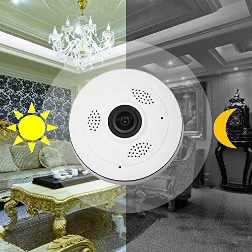 360 Degree Panoramic Fisheye Wireless Indoor Security Camera with Night Vision TwoWay Audio Surveillance security to keep you ho9379959