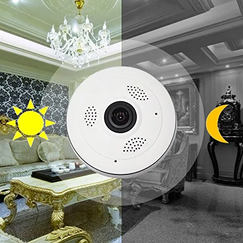 Telecamera di sicurezza interna wireless panoramica fisheye a 360 gradi con visione notturna, sicurezza di sorveglianza audio bidirezionale tenerti al sicuro a casa