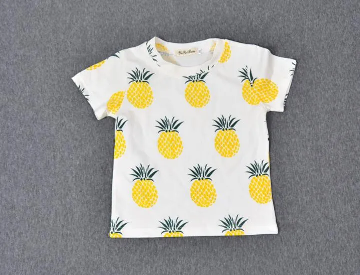 2018 ins жаркое лето дети полный ананас футболка с коротким рукавом печатных мальчики девочки хлопок фрукты дети футболка Детская одежда BLT