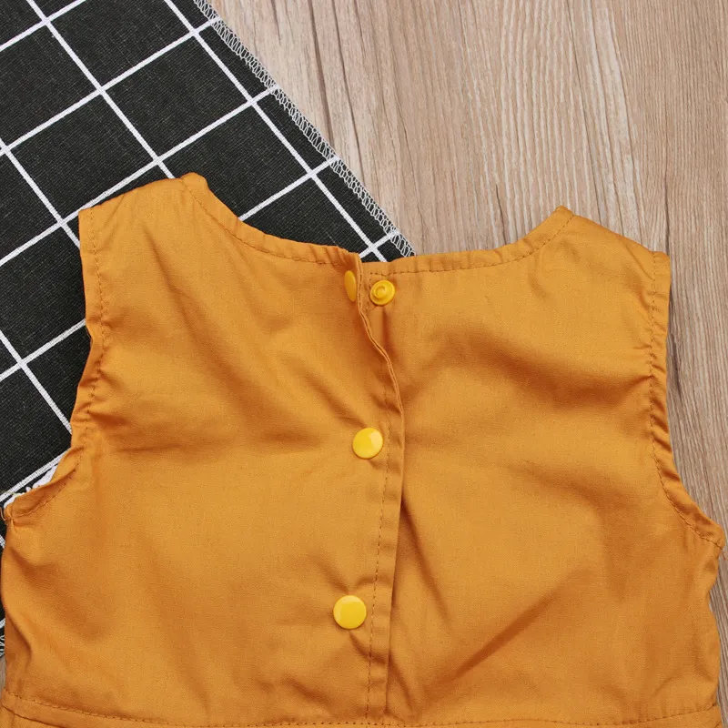 Lindo recém-nascido roupas de bebê meninas Romper Amarelo Outfits verão sem mangas Lace Romper macacão Sunsuit roupa do bebê da criança roupas 0-24M