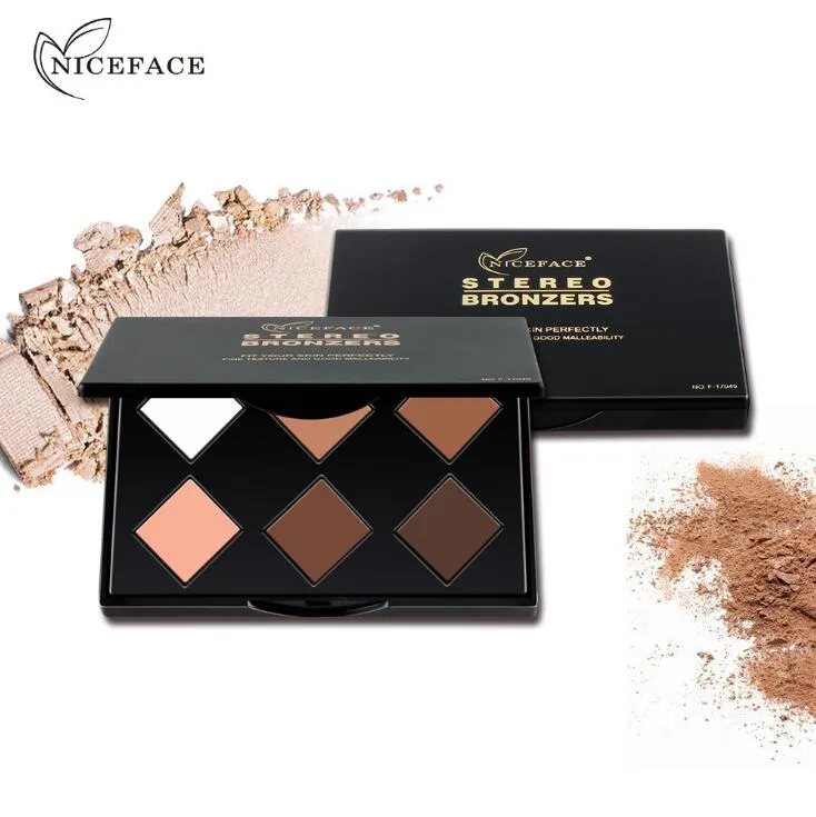 Face Makeup 3D Highlight Powder 6 color Bronzing Powder NICEFACE Brand Blending Brighten Seamlessly Powder Cosmetics Concealer