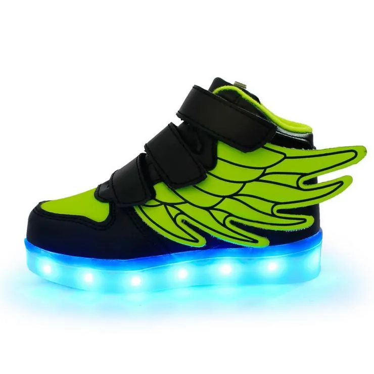 子供のための子供のための靴のための靴のための靴のためのカジュアルなマルチ6色の翼の靴カラフルな輝く赤ちゃん男の子と女の子のスニーカーUSB充電ライトアップシューズ