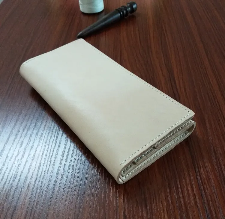 Free shipment High quality special skill handmade sewing nature genuine leather long wallet manamde purse with long life designer bag