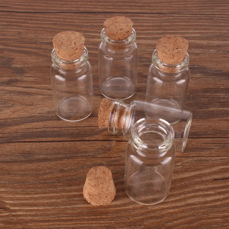 Storlek 22 * ​​40 * 12.5mm 7ml Mini Glass Parfym Spice Flaskor Tiny Jars Flaskor med Cork Stopper Hängande Hantverk Bröllopsgåva 