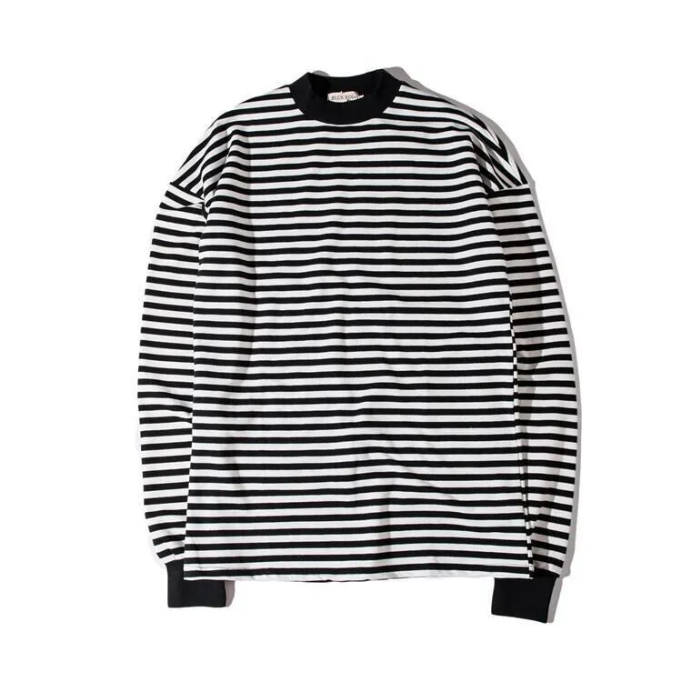 Oversized Men T-Shirt Crew Neck Striped Casual Longlines Sleeve T-Shirts Long Plain Tee Shirt Street Wear