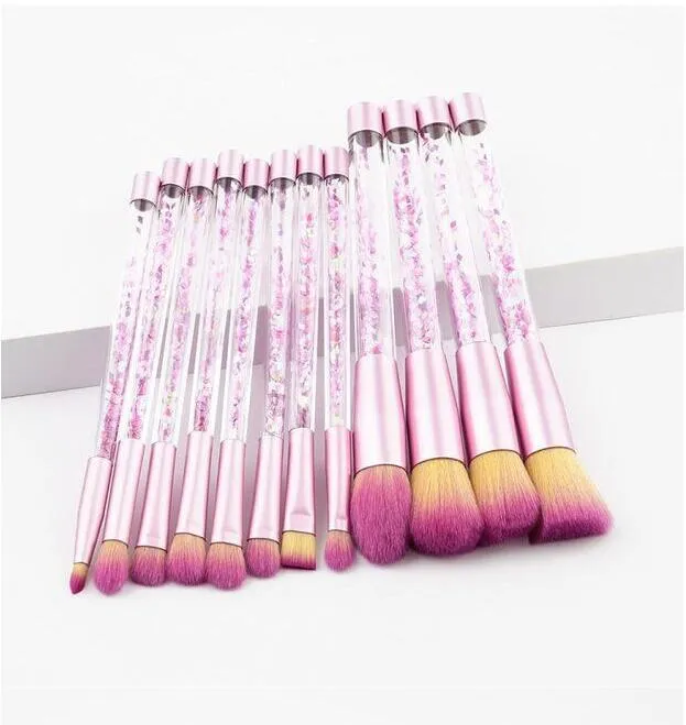 12 Stks Mermaid Serie Make-up Borstel Set Quicksand Crystal Cosmetics Brushes Powder Eyeshadow Foundation Make Up Tool Good