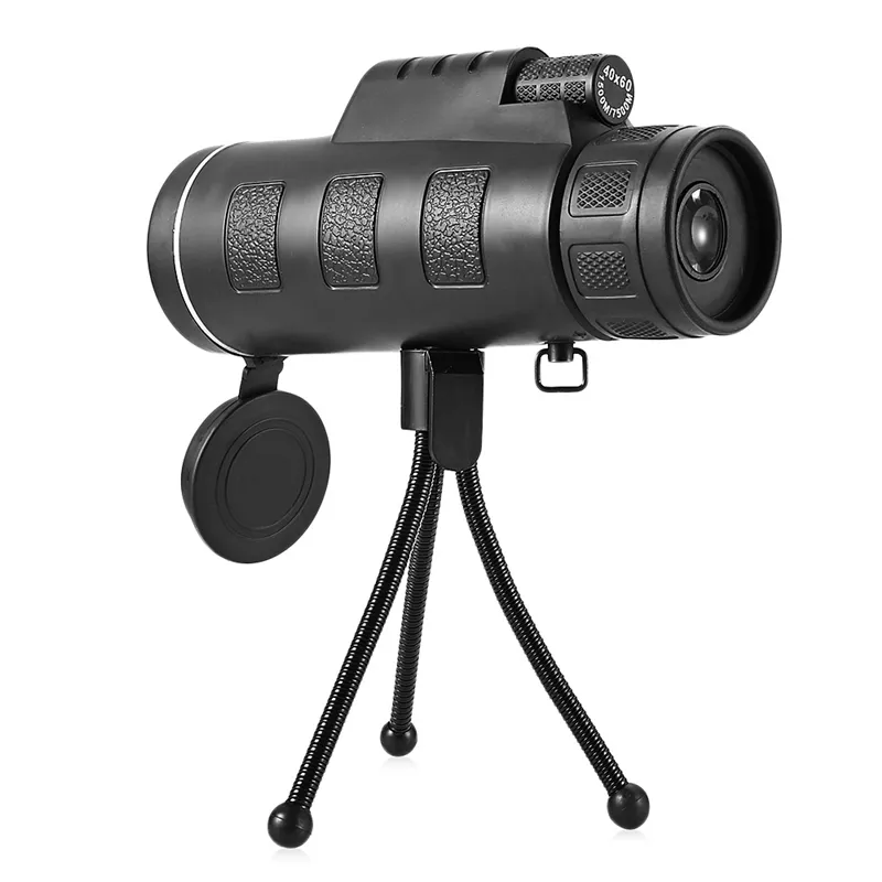 40X60 Monocular Telescope Phone Clip Tripod HD Night Vision Prism Scope For Hunting Camping Climbing Fishing with Compass in8628188