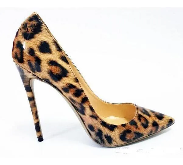 Spedizione gratuita 2018 Leopard Shoes Donna IRed Bottom Tacchi alti Donna Pompe 12CM Tacchi Donna Scarpe da sposa Tacchi alti