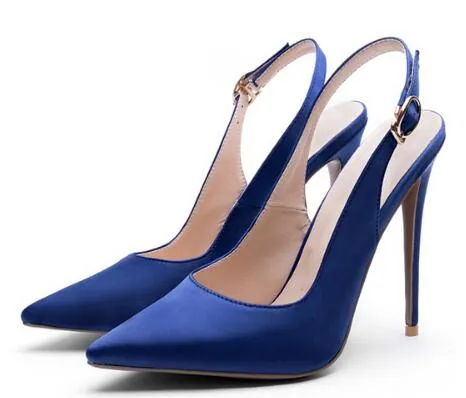 2018 Femmes l gantes Slingback Chaussures Soir e Satin Cheville