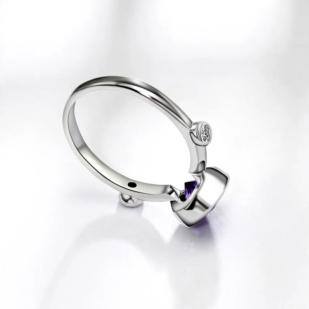 Round Purple zircon crystal ring Excellent quality looks expensive elegant jewelry Cute finger rings