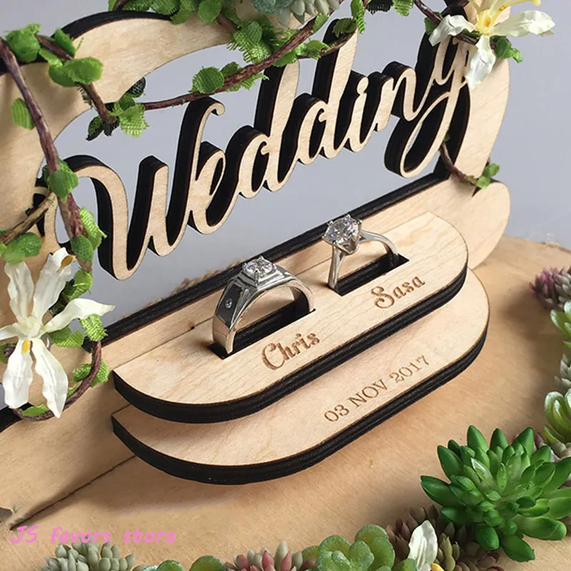 Oreiller en bois personnalisé pour cérémonie de mariage, porte-anneau créatif fait à la main, décoration de jour de proposition de mariage, de fiançailles, 272G