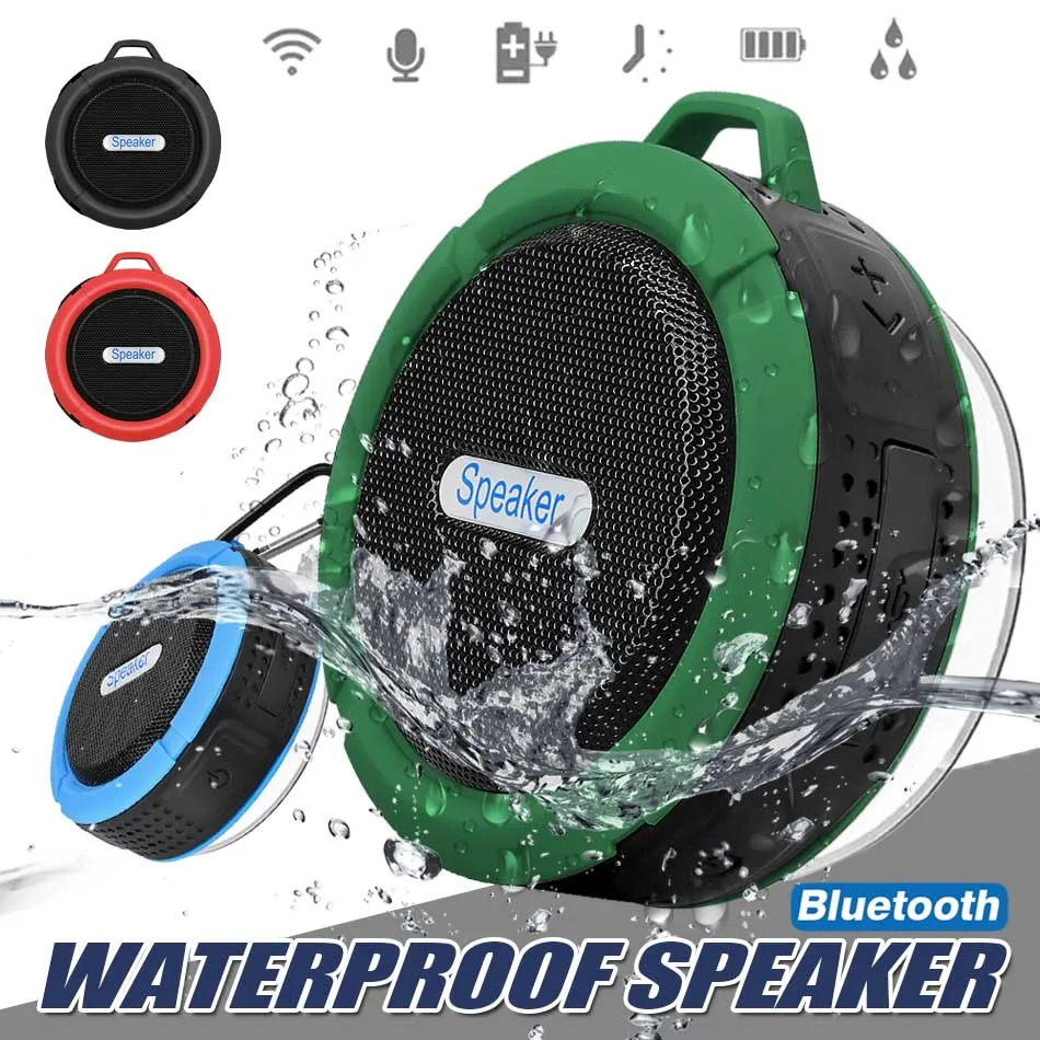 C6 Wireless Speakers Bluetooth 3.0 Waterproof Shower Speaker Handsfree MIC Voice Box With 5W Strong Driver With Mic and Removable Suction Cup in Retail Box