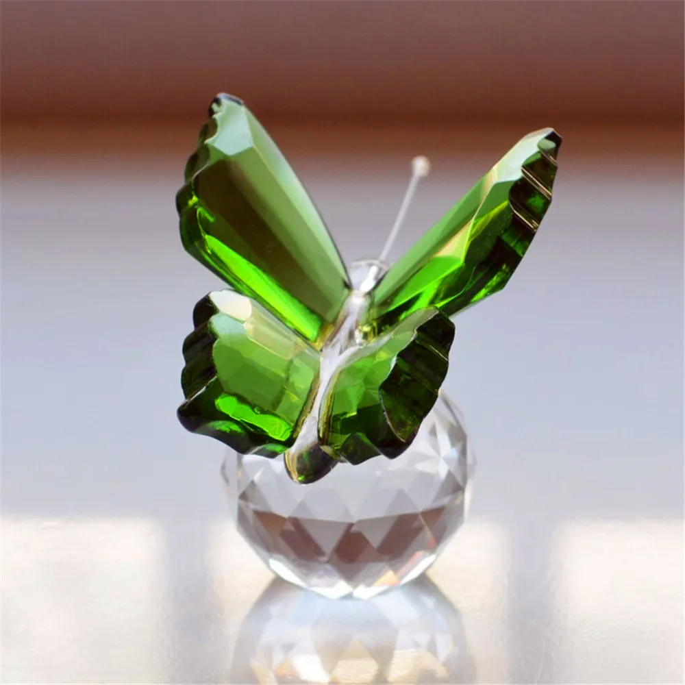 Crystal Glass Marble Butterfly Statue Feng Shui Desk gåva Juvelry Christmas Glass Furnishings Home Decoration Crafts2247209