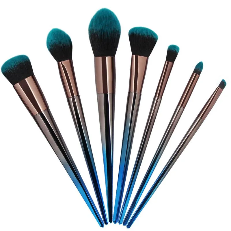 MAANGE 7 pièces pinceaux de maquillage diamant beauté bleu pinceau cosmétique outils de maquillage beauté Contour correcteur poudre fond de teint brosse