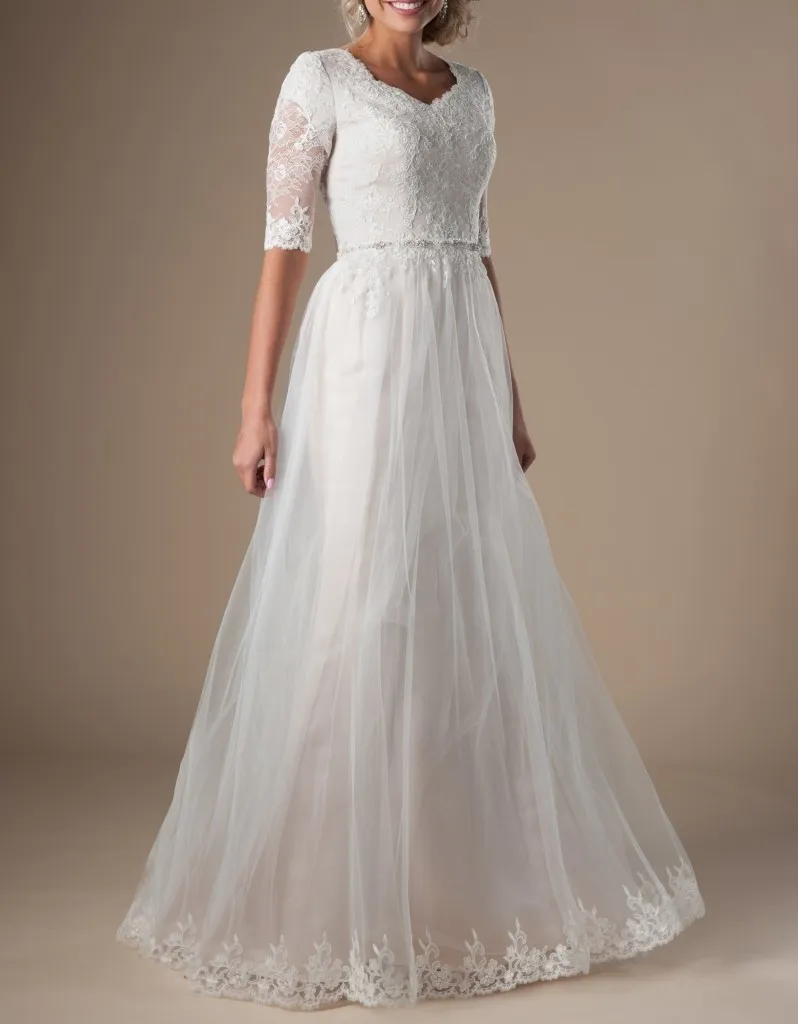 Vestidos De Novia Modestos De Champán Marfil Con Medias Mangas Cinturón De Cuentas Tul De Encaje Vestidos De Novia LDS Con Mangas Vestido De Boda Religioso Por Encargo De 77,84 € | DHgate Vestidos De Novia Modestos De Champán Marfil Con Medias Mangas Cinturón De Cuentas Tul De Encaje Vestidos De Novia Lds Con Mangas Vestido De Boda Religioso Por Encargo De 77,84 € | Dhgate