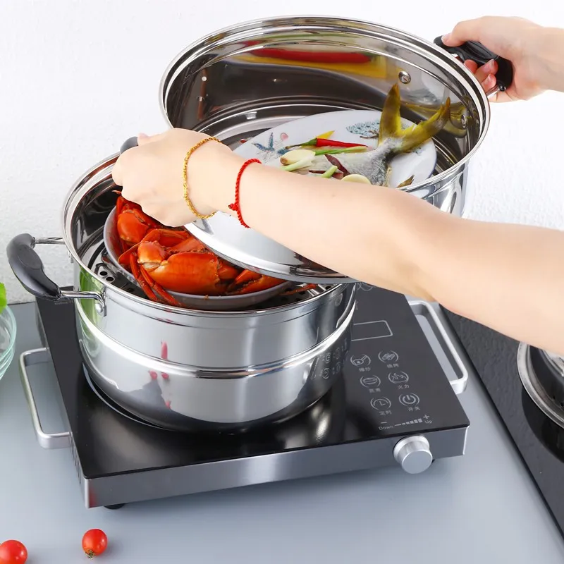 Juego De 3 Cestas De Vapor Acero Inoxidable - Para Olla A Presión O Instant Pot, Con Separador, Apto Lavavajillas