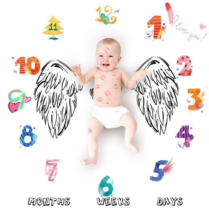 Neugeborene Babydecke Hintergrundflügel gedruckter Decken Teppich Baby Decke Babys Foto Requisiten Stoffe Zubehör Fotografie Requisiten 14 Designs