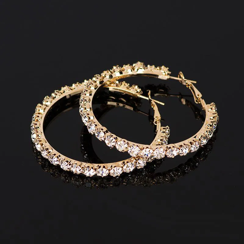 Womens Hoop Oorbel Crystal Rhinestone Oorbellen Voor Dames Ontwerper Oorling Gold Sliver Ear Ring Vrouwelijke Mode-sieraden Sieraden Nieuw