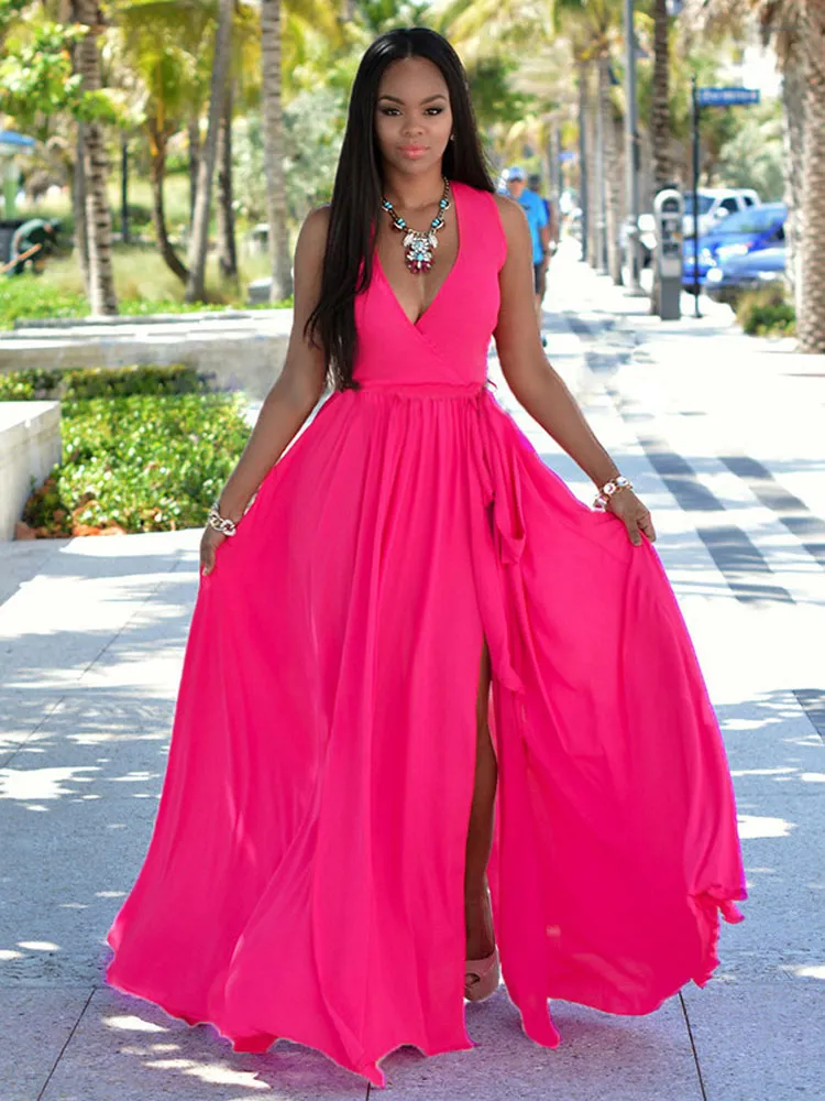 Bohemian Chiffon Skater Boho Maxi Dress For Women Summer Prom