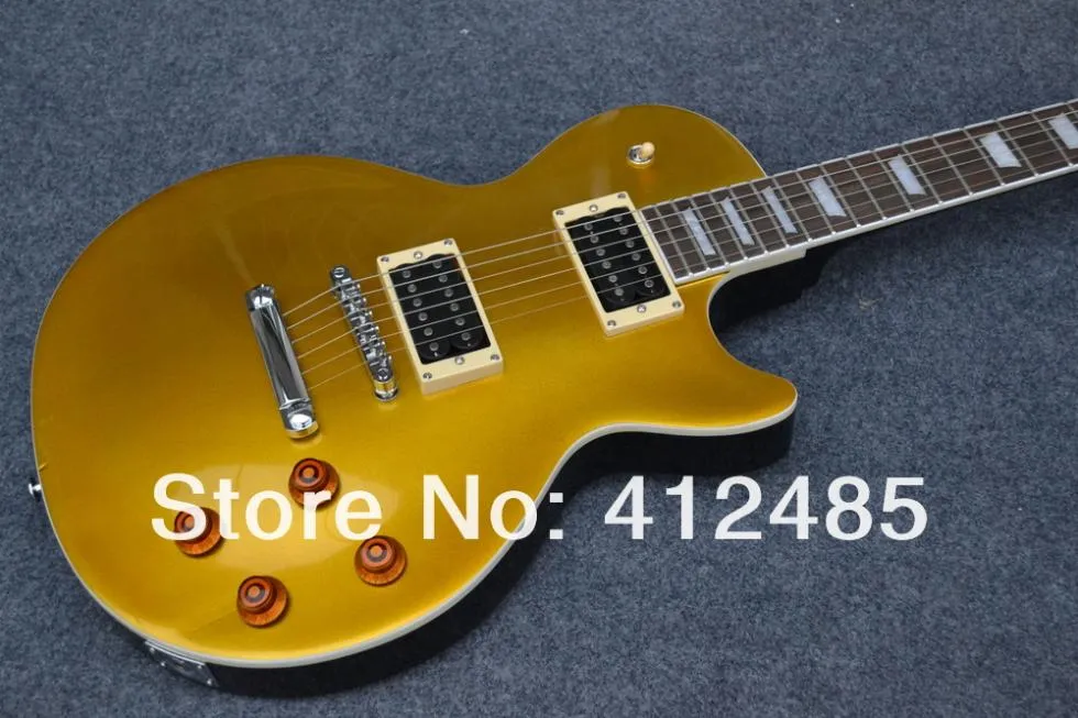 Gratis frakt grossistpris - 2013 Ny ankomst Slash Style Golden Color Black Back Electric Guitar With Hardcase