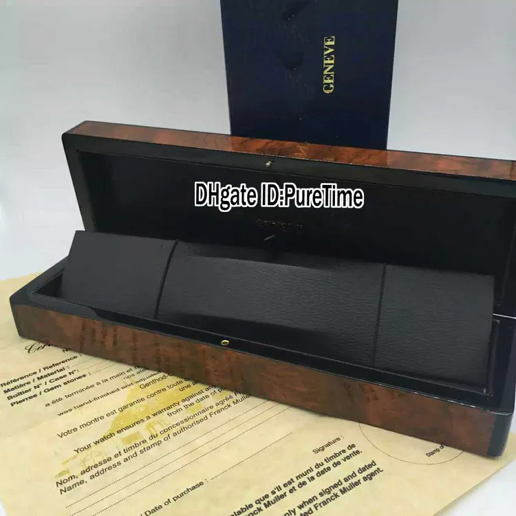 هايت نوعية FMBOX براون FM خشبي ووتش صندوق بالجملة الأصل رجل إمرأة ساعة صندوق مع بطاقة شهادة هدية كيس ورقي Puretime