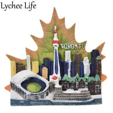 Lychee Life Canada Scenic Réfrigérateur Autocollant Magnétique Toronto Paysage Feuille D'érable Réfrigérateur Aimant Moderne Maison Cuisine Décor