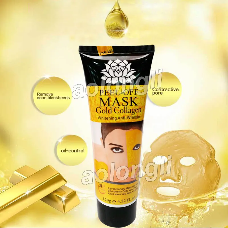 Gold Collagen Peel Off Facial Mask Deep Cleansing 120ml Crystal mask Blackhead Remover Face Masks Skin Care DHL 