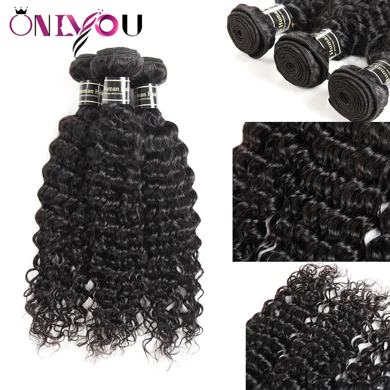 9a Grade Peruvian Curly Virgin Pouleau Fabriments Bundles à vagues Deep With Fermeure 13X4 LACE FRONTAL PAS